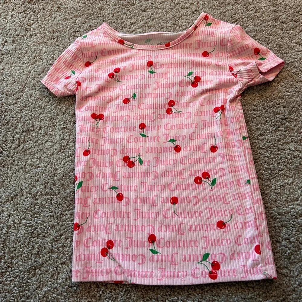 Juicy Couture Pink Ribbed With Cherries Girls PJ Set  Size 8